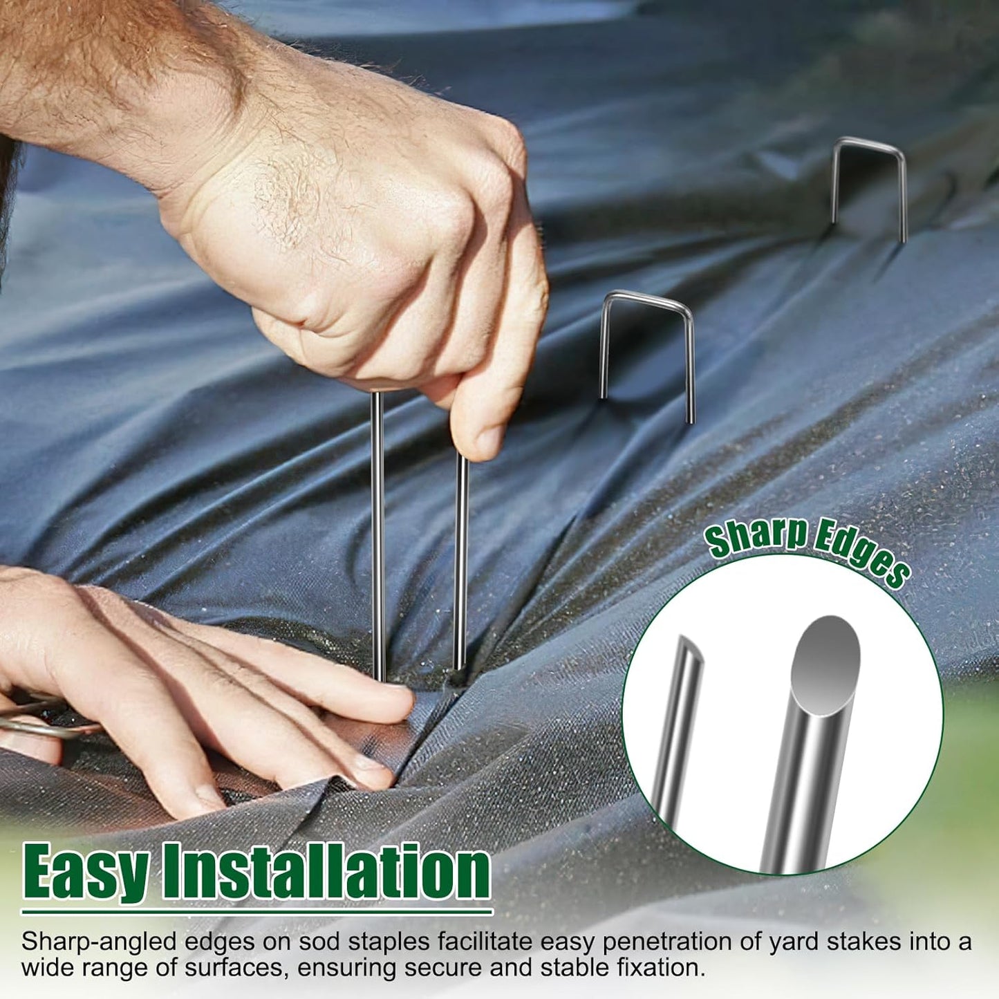 12 Inch 11 Gauge Galvanized Landscape Staples Stakes for Decoration, 25/100/200pcs Garden Metal Stakes for Weed Barrier Fabric, Fence Stakes, Tent Stakes (12in,100pcs)