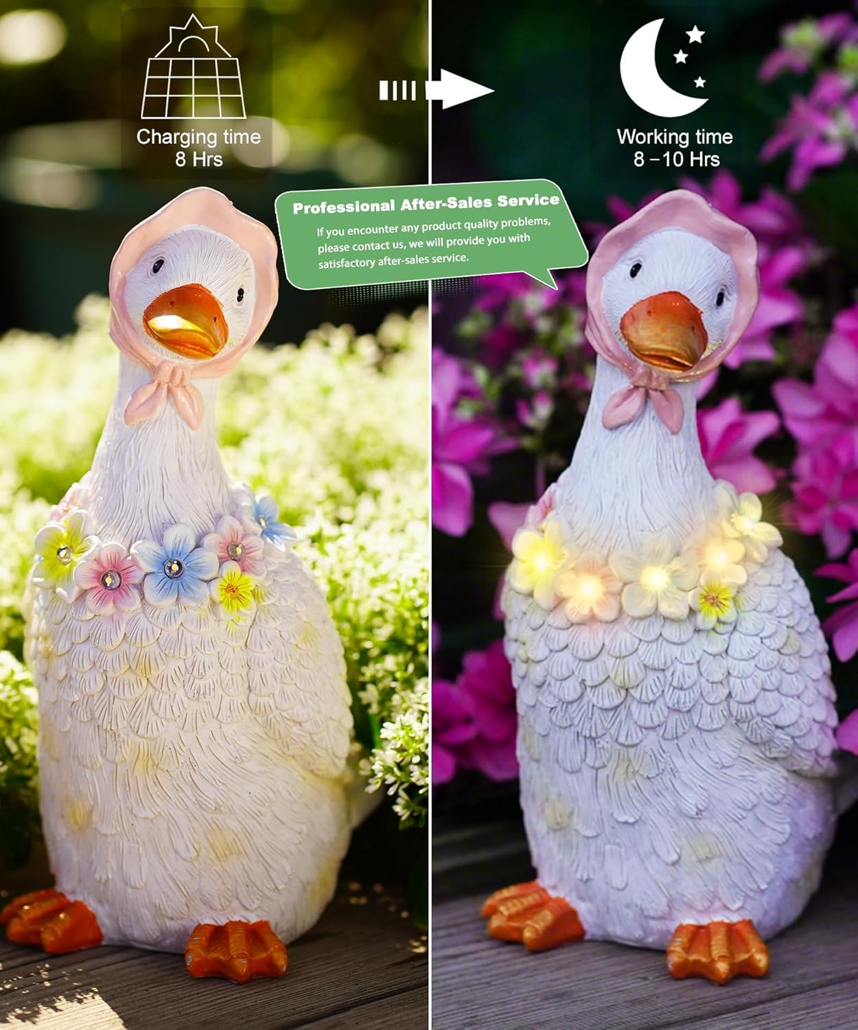 Porch Goose Statues for Garden Decor: Outdoor Sculpture for Lawn Patio Yard Balcony Ornaments - Gifts for Mother Grandma Women(White)