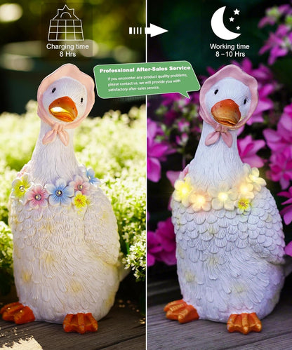 Porch Goose Statues for Garden Decor: Outdoor Sculpture for Lawn Patio Yard Balcony Ornaments - Gifts for Mother Grandma Women(White)