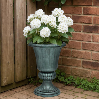 Magshion 20" Urn Planter for Outdoor and Indoor Plants, Large Decorative Front Porch Planter, Vintage Grecian Flower Pot for Patio, Garden & Entryway Décor, Antique Green