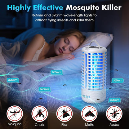 Rechargeable Bug Zapper（2 Pack）, Portable Electric Mosquito Killer for Indoor & Outdoor, Fly Trap for Camping, Patio, Garden, Kitchen, and Porch(White)