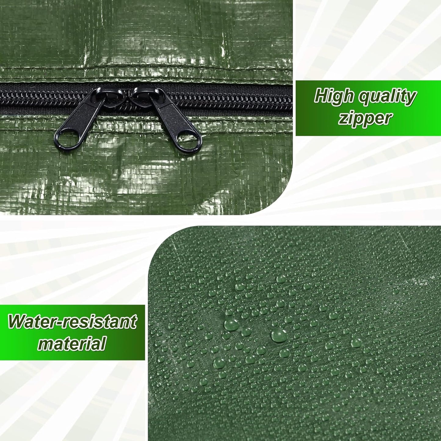 6 Pcs 66 Gallon Large Moving Bags with Zipper and Handles Foldable Storage Duffle Bags Heavy Duty Extra Large Totes for College Dorm Travel Clothes Blankets Bedding Moving (Army Green)