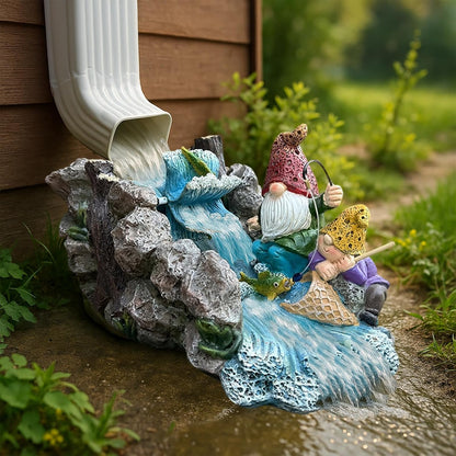 Gollum Splash Block – Decorative Resin Downspout Diverter & Water Feature, 11.4” x 6.3” x 6.9”, Durable Rainwater Drainage Statue for Garden, Patio, Yard, Pond or Aquarium, Outdoor Dwarf Gutter Décor