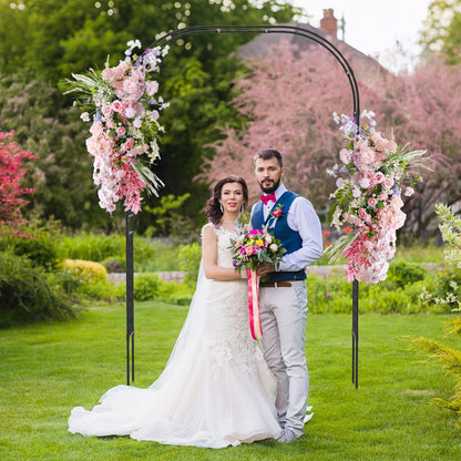 Happygrill Garden Arbor, 95" Metal Archway Pergola w/PE Wrapped Steel Pipes, Ground Stakes, Spiral Rods Design for Climbing Plants Roses, Outdoor Arch Trellis for Lawn Backyard Wedding Ceremony