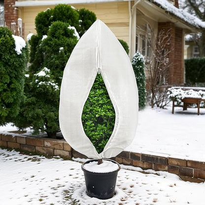 Plant Covers Freeze Protection, 2 Pack 47''×71'' White Frost Cloths Blankets with Zipper Drawstring Shrub Tree Covers for Winter Outdoor Plants Freeze Protection