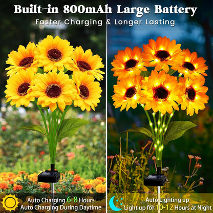 Solar Garden Lights Outdoor, 6 Pack Sunflower Lights with 36 Sunflower, Waterproof 60 Led Garden Fall Decor, Gifts for Mom Grandma, Decorative Solar Flowers for Pathway Patio Yard Flowerbed Decoration