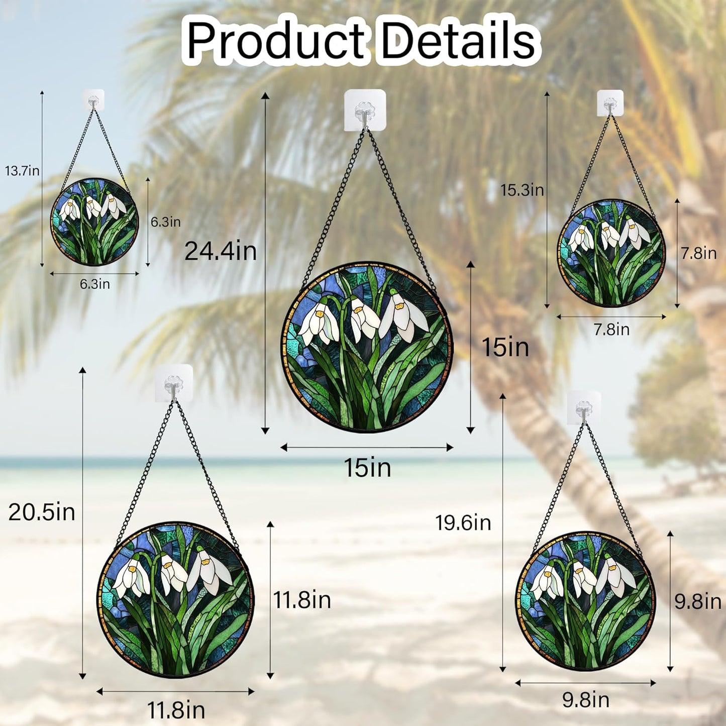 Stained Glass Window Hanging - Green Plants Birth Flowers Suncatcher for Doors Garden Patio Sun Catchers Decor Christmas Mother's Day Birthday Gifts for Women Men Mom Nana Friend 11.8 in