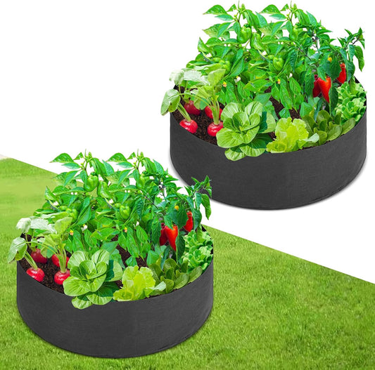 2 Pack Large 50 Gallon Plant Grow Bags, Round Black Fabric Raised Garden Beds, Durable Garden Planter Cloth Pots Container to Grow Vegetables for Outdoor Plants