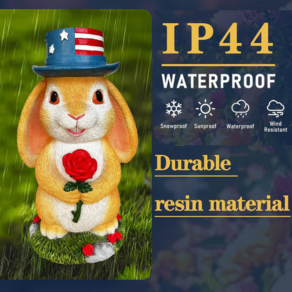 Funny Garden Handheld Rose Rabbit Statue - Resin Outdoor Decor for Yard, Patio,Lawn - Whimsical Bunny Sculpture Gift for Garden Lovers