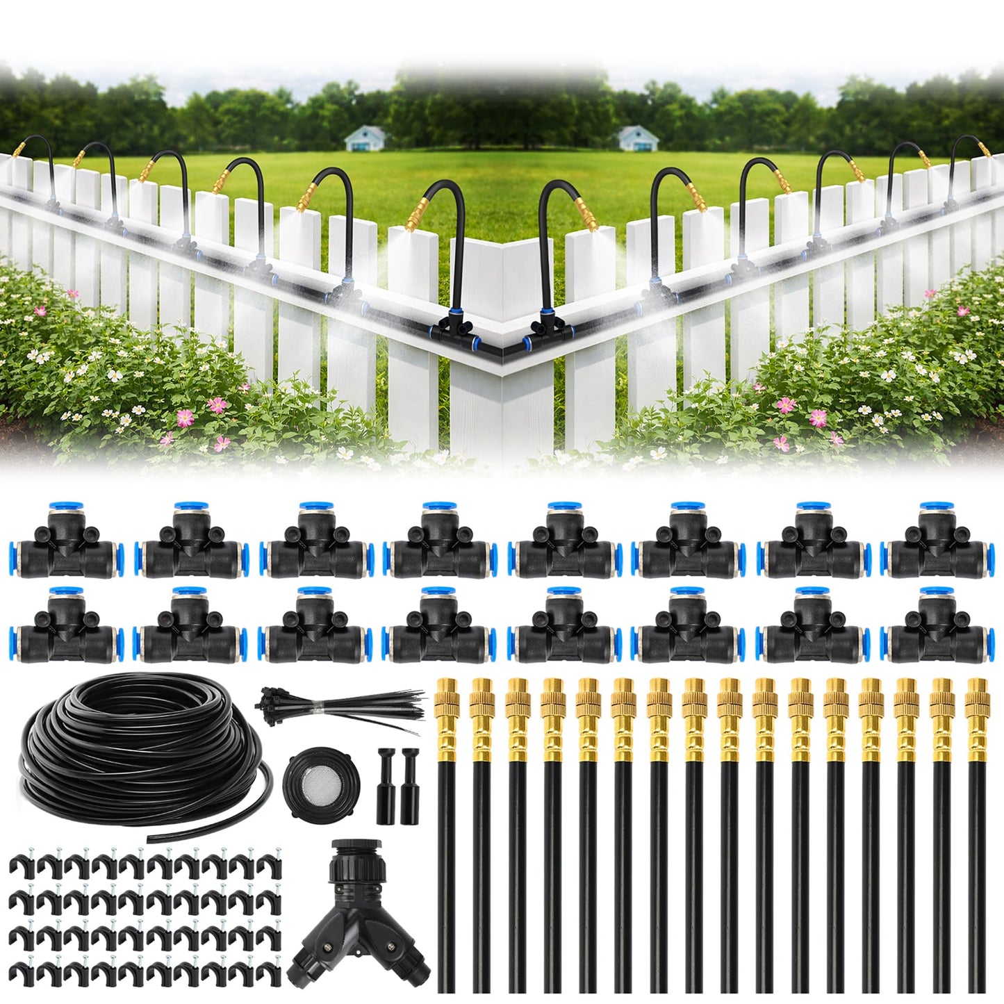 Pro-Series Drip Irrigation System, 100FT 1/4" Garden Watering System with 16pcs 360° Bendable