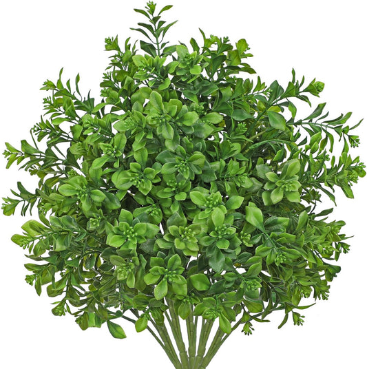 Artificial 5Pcs Faux Seeded Eucalyptus Leaves Stems Fake Plants Sharp UV Resistant Faux Plastic