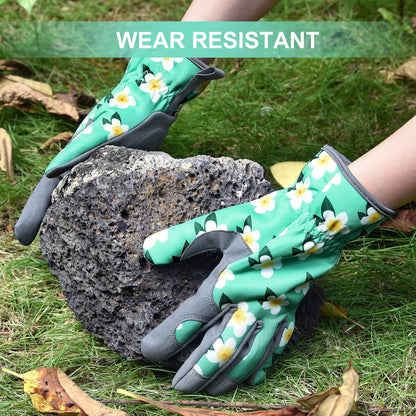 Womens Gardening Weeding Working Gloves, Leather Garden Glove for Women Thorn Proof No Stab for Digging, Planting,Pruning