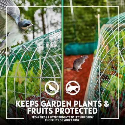 6-1/2 x 33 ft. Green Gentle Garden Netting/Row Cover/Screen | Protect Secure to Keep Away Birds and Rodents from Fruit, Vegetable, Flowers & Sensitive Plants, While Allowing Water & air in-2PK