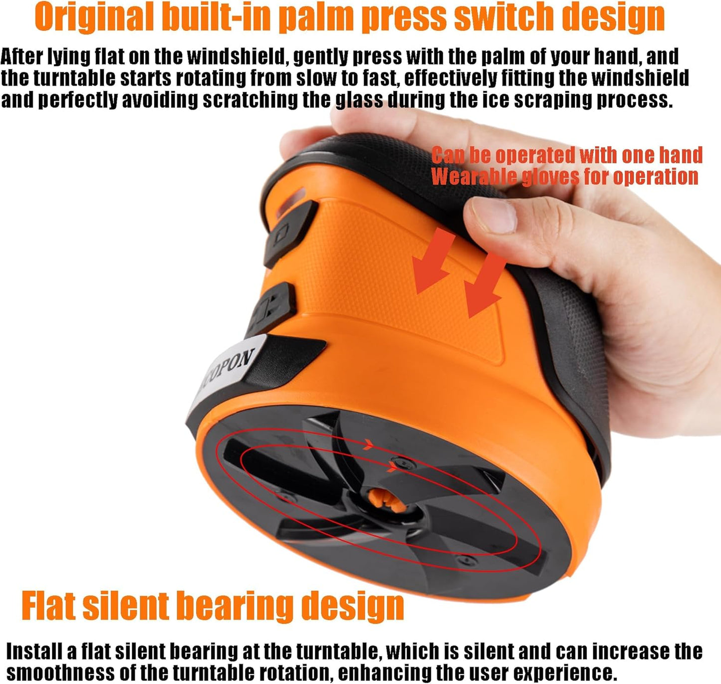 3-in-1 Electric Ice Scraper for Cars & Home – Cordless Handheld Defroster, Cleaner & Polisher, 500 RPM Motor, 2000mAh Battery, Type-C Charging, Lightweight & Portable