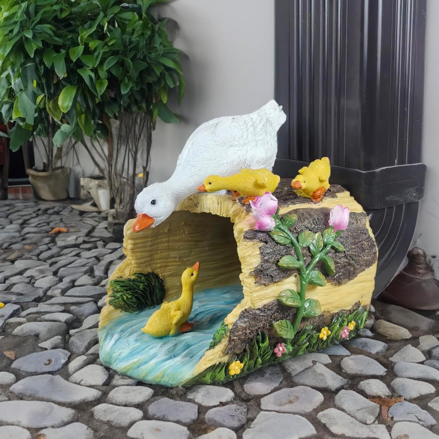 Duck Statues Gutter Extension Garden Decoration, Resin Outdoor Decor, Animal Downspout Diverter, 3"4" Extender Splash Block