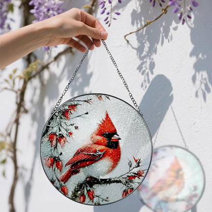 Stained Glass Window Hanging, DOUHASU 8 Inch Cardinal Stained Glass Suncatcher Ornement, Window Decor, Sympathy Gift, Cardinal Gifts for Women