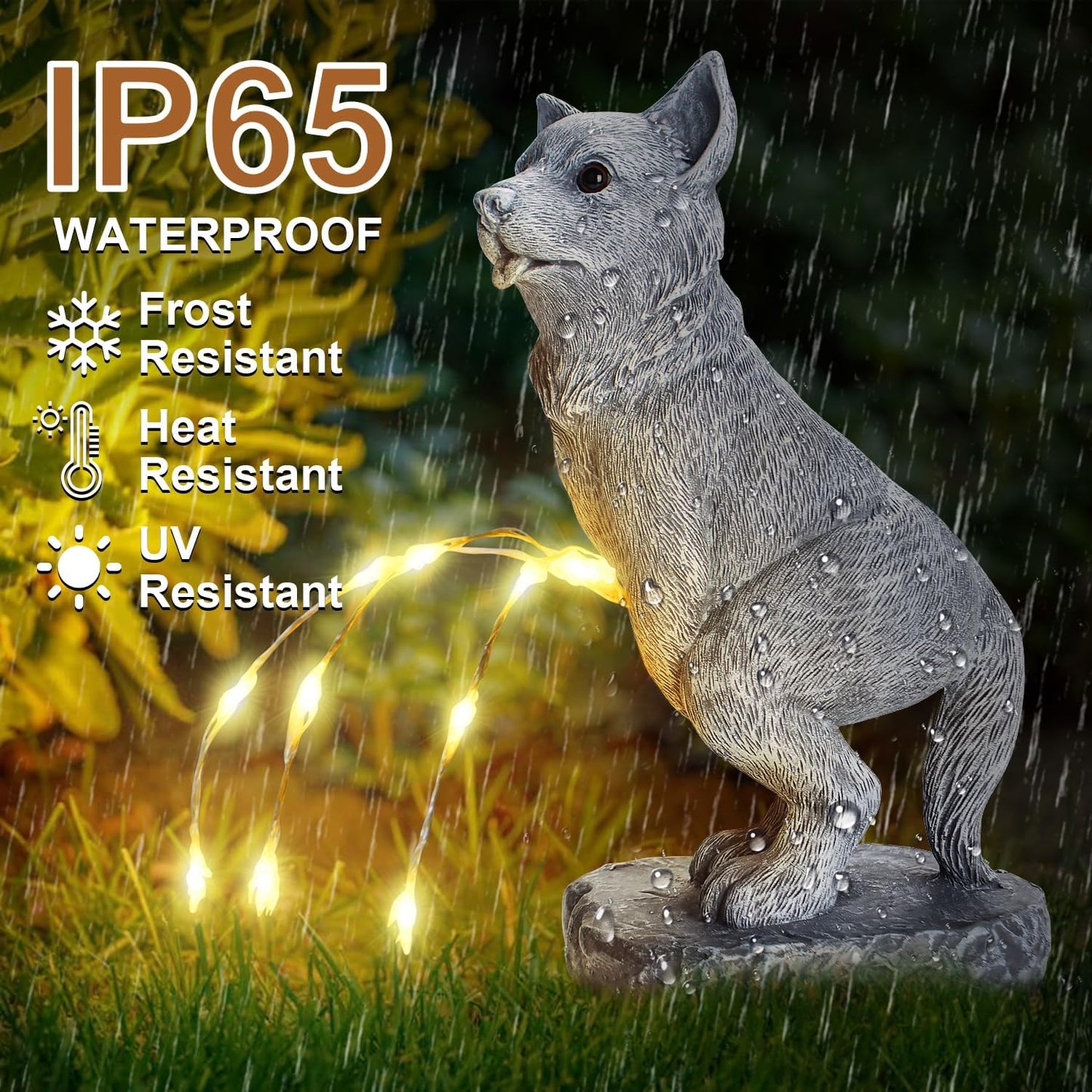 Garden Statues Dog Statue with Solar LED Light, Ideal Gifts for Friends or Family's Birthday, Outdoor Decorations for Yard