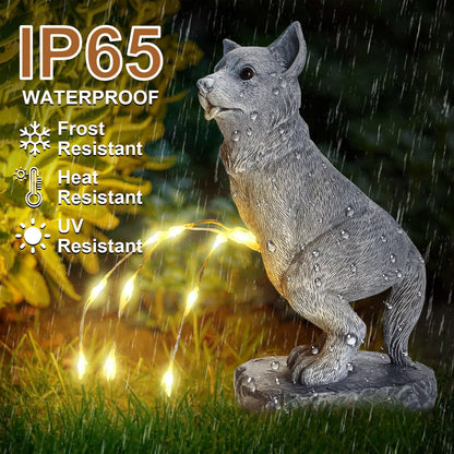 Garden Statues Dog Statue with Solar LED Light, Ideal Gifts for Friends or Family's Birthday, Outdoor Decorations for Yard