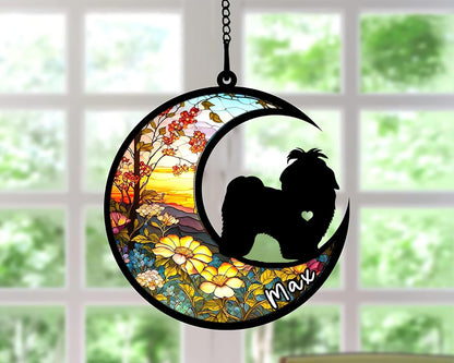 Personalized Dog Memorial, Custom Name Shih Tzu Dog Christmas Ornament with Name, Custom Breeds, Pet Loss Light Catcher, Gifts for Lovers Loss of Pet Sympathy on Mothers Day Christmas