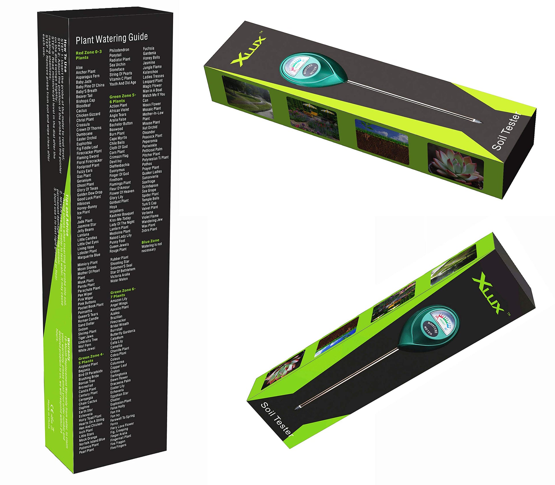 XLUX 2 Pack Soil Moisture Meter, Garden Lawn Indoor Outdoor Use, Battery-Free