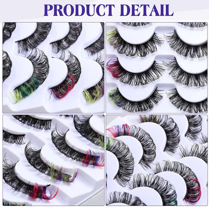 Geelin 7 Pcs Porch Goose Outfit Eyelash for 23/17'' Plastic Lawn Goose Statue Mink Fake Lashes with Color End 3D Salon Eyelashes Reusable for Lawn Patio Art Decoration