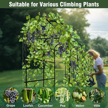 unho Black Iron Garden Arch Trellis for Climbing Plants, 41*64*63inch, Rustic Archway Arbor Tunnel for Vegetables, Cucumber, Raised Bed