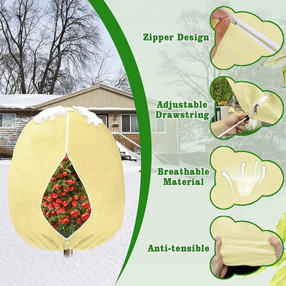 Evoio Plant Covers Freeze Protection 8 x 10 FT 3 oz/yd² Winter Frost Blankets Cloths Fabric Bags with Zipper for Outdoor Plants Tree Shrub Garden Potted Freeze Frost Winterizing Protection (2 Pack)
