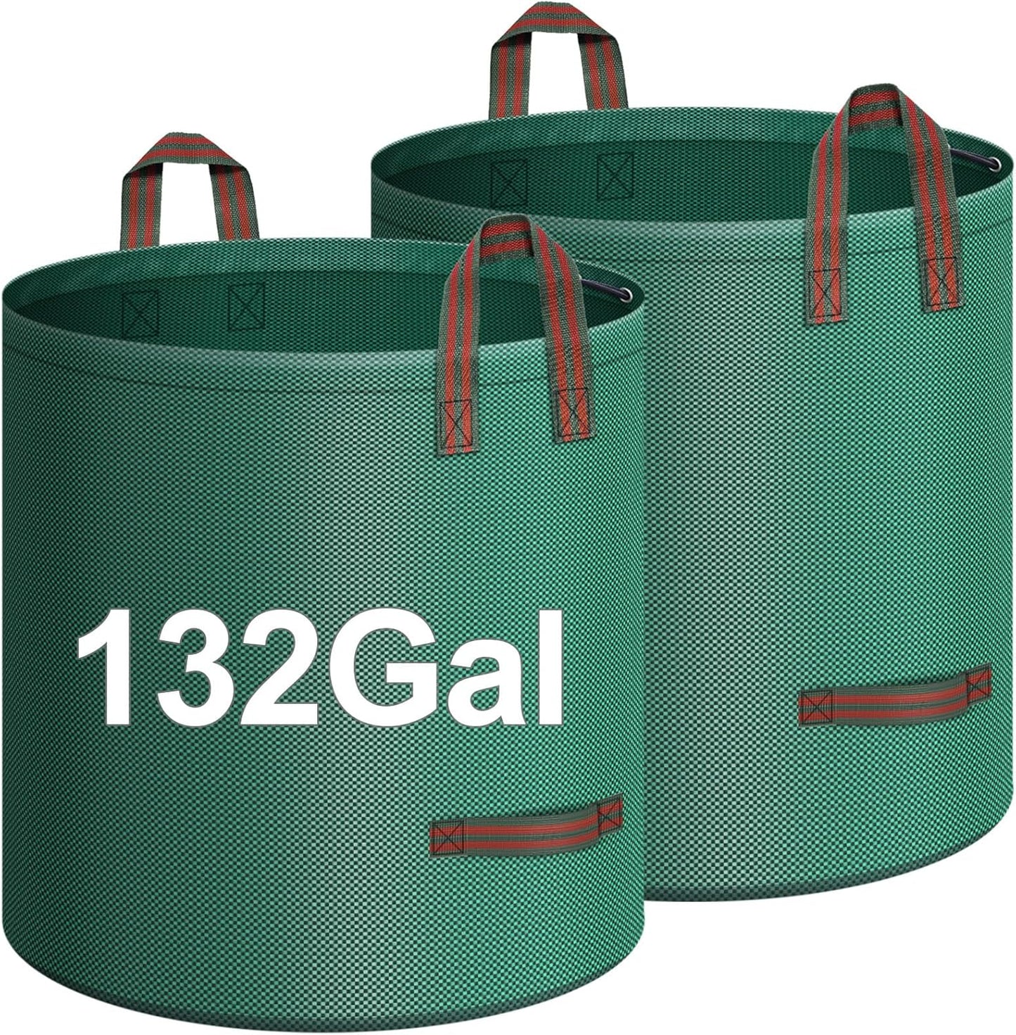 2-Pack 132 Gallons Leaf Bags, Reusable Yard Waste Bags, Heavy Duty Lawn Bags with 4 Handles for Garden Leaves and Waste Collection, Lightweight Portable Yard Trash Bag