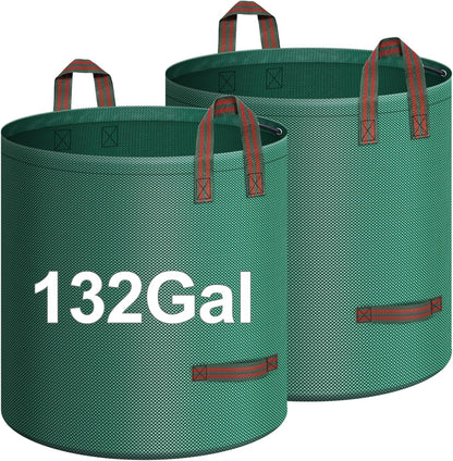 2-Pack 132 Gallons Leaf Bags, Reusable Yard Waste Bags, Heavy Duty Lawn Bags with 4 Handles for Garden Leaves and Waste Collection, Lightweight Portable Yard Trash Bag