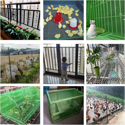 XIFENG Plastic Chicken Wire Mesh Fence Roll, Plastic Fencing Poultry Fencing Netting for Garden Fencing Farm Cats Dogs Rabbit Snake Animal Barrier(Size:0.7''mesh-33'L x 3.3'W Roll,Color:Green)
