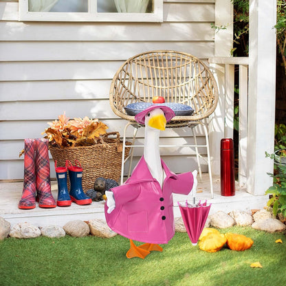 Raincoat Goose Outfit Porch Goose Clothes for 23" Lawn Outdoor Garden Yard Patio Statue Summer Decor (Pink)