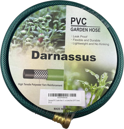 PVC Garden Hose 1/2 Inch Green Heavy Duty Water Hose with Solid Brass Fittings,No Leaking, Flexible,for outdoors,Lawns,Patio (25 FT, Green, Brass Fittings)
