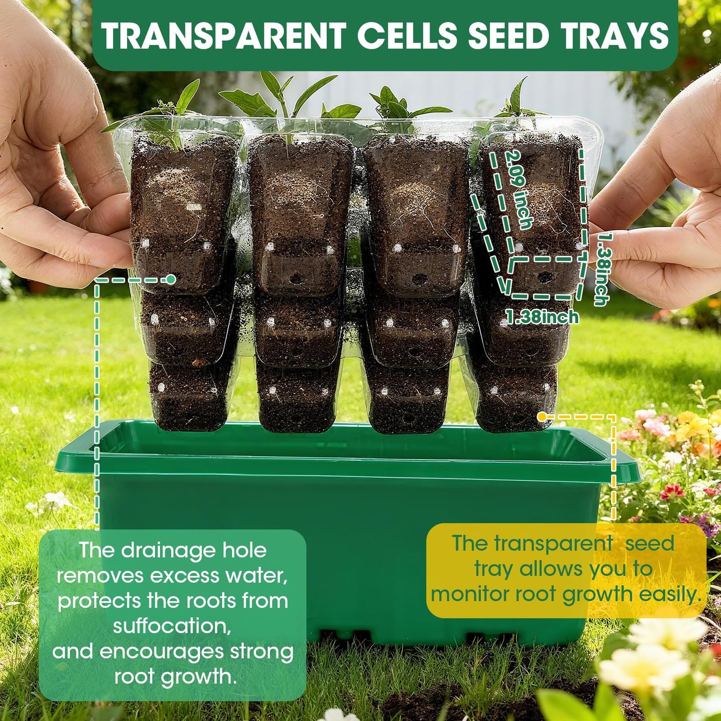PlantaPulse 5 Packs Seed Starter Tray with Humidity Dome, Seed Starter Kit with Transparent Drain