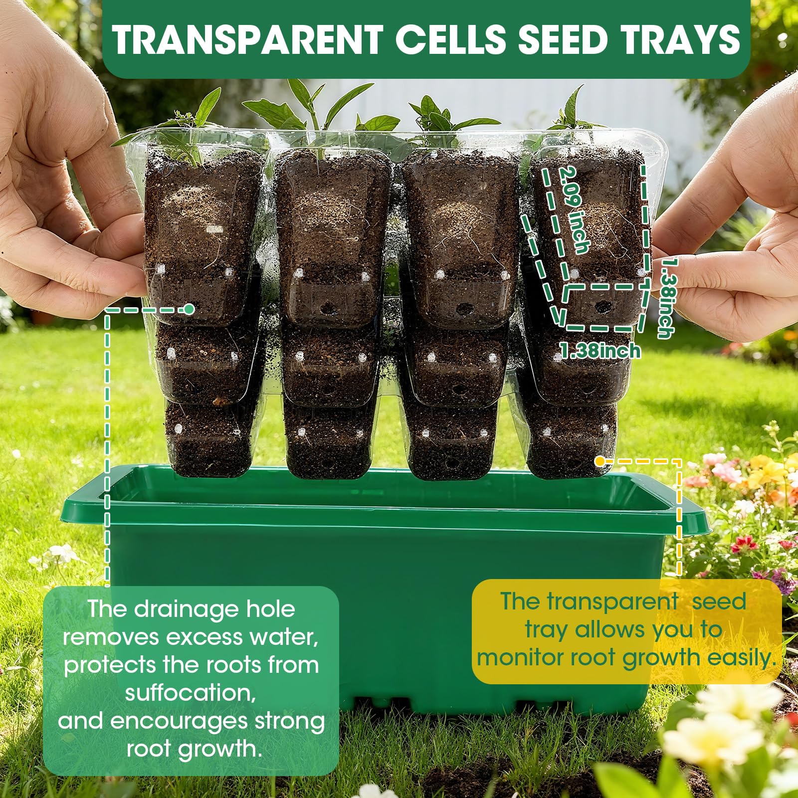 PlantaPulse 5 Packs Seed Starter Tray with Humidity Dome, Seed Starter Kit with Transparent Drain