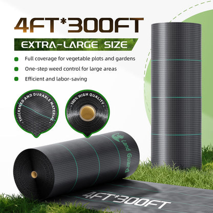 Land Guard 4ft x 300ft Weed Barrier Fabric Heavy Dusty, Ground Cover, Weed Mat, Woven Landscape