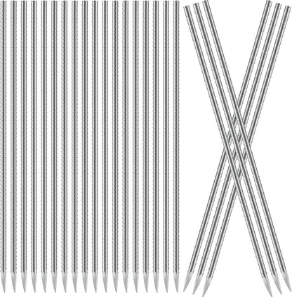 Gisafai 24 Pcs 12 Inch Ground Rebar Stakes Heavy Duty Ground Anchors Steel Plant Support Garden Stake Long Straight Metal Spikes with Chisel Point End for Concrete Timber Garden Plant Tent