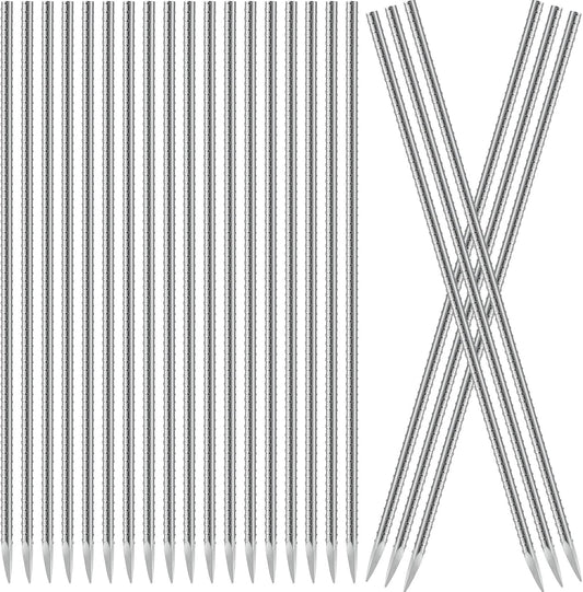 Gisafai 24 Pcs 12 Inch Ground Rebar Stakes Heavy Duty Ground Anchors Steel Plant Support Garden Stake Long Straight Metal Spikes with Chisel Point End for Concrete Timber Garden Plant Tent