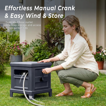 Garden Hose Reel Hideaway, Heavy Duty Metal Hose Reel Box Holds 125FT x 5/8" Hose, Steel Hose