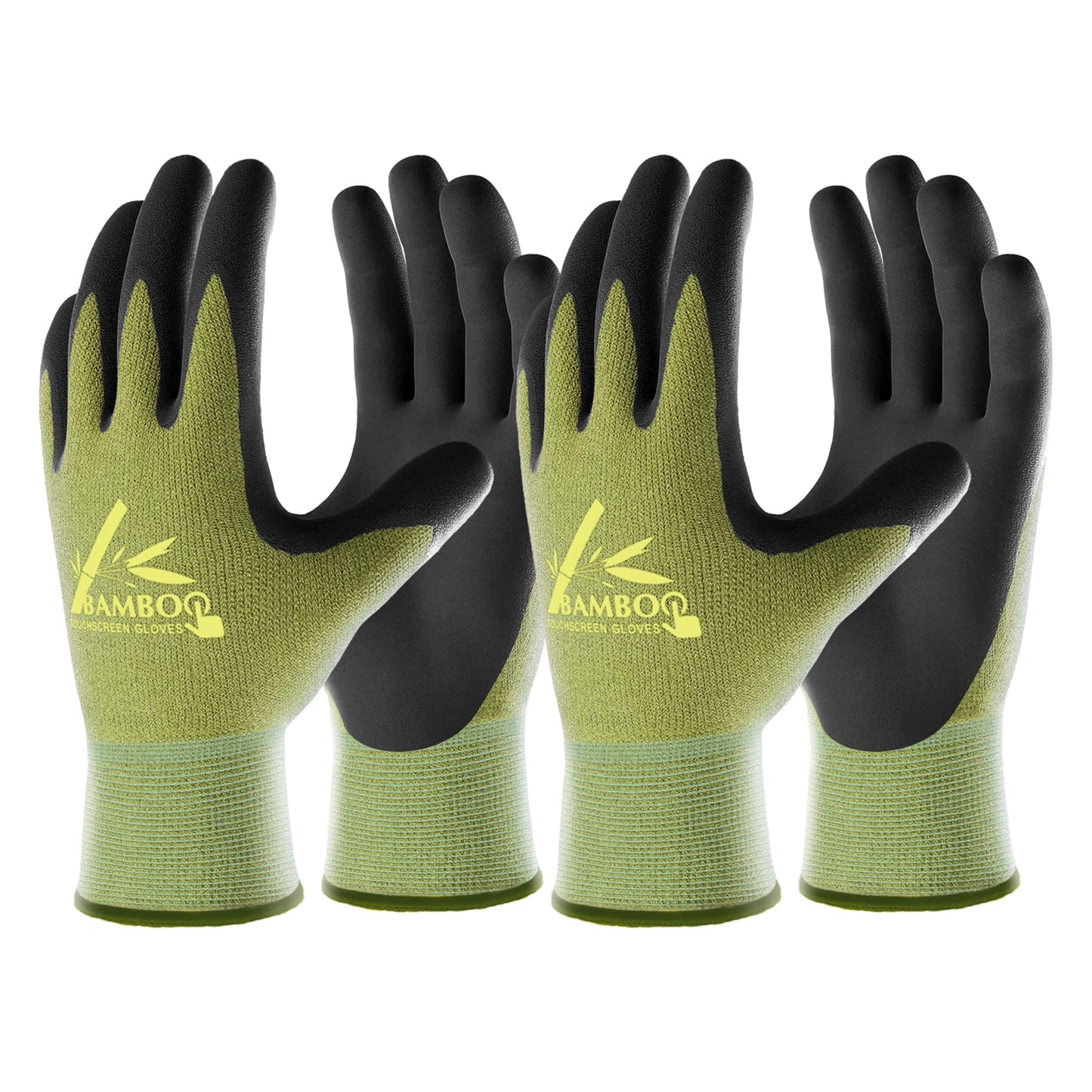 COOLJOB 2 Pairs Gardening Gloves for Women and Men, Bamboo Working Gloves Touchscreen, Grippy