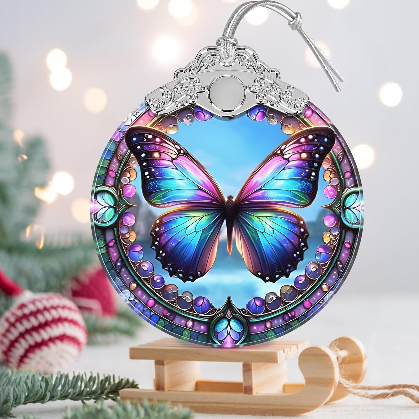 Christmas Ornament - Stained Glass Butterfly - Home Decor - Holiday Present Ideas - Gift Exchange - Gorgeous Butterfly