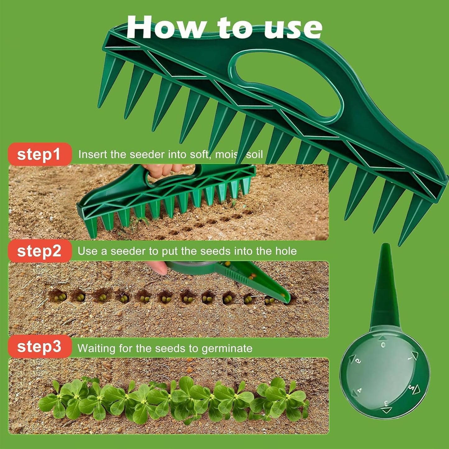 Seed Spreading Tool, Handheld Seed Planter Tool Seed Dibber,2025 Upgraded Seed Dispenser Set,Multifunctional Seed Spacer,Mini Seed Dispenser for Small Seeds,Gardening Tools