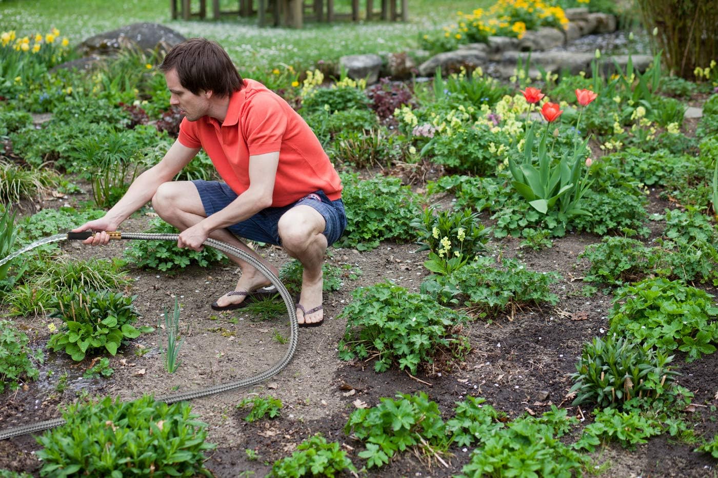 Expandable Metal Garden Hose 75 FT - 304 Stainless Steel Water Hose 75 FT - Heavy Duty non Kinking Flexible Garden Hose, no Bite