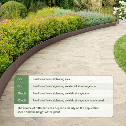 6PCS 40" L x 6" H Brown Landscape Edging - Each (20ft Total) Galvanized Steel Edge for Lawn Yard- No-Dig Hammer-in Heavy Duty Metal Edging Border with 6 Clips