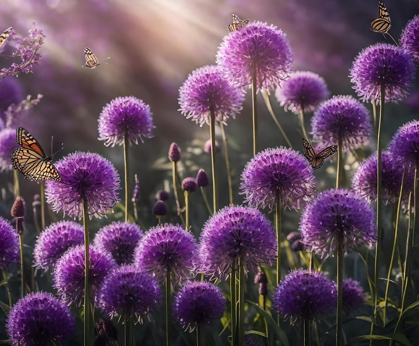 Purple Allium Bulbs for Planting - Easy to Grow Perennial Flowers, Top Size Bulbs, Large Spherical Blooms (5 Bulbs)