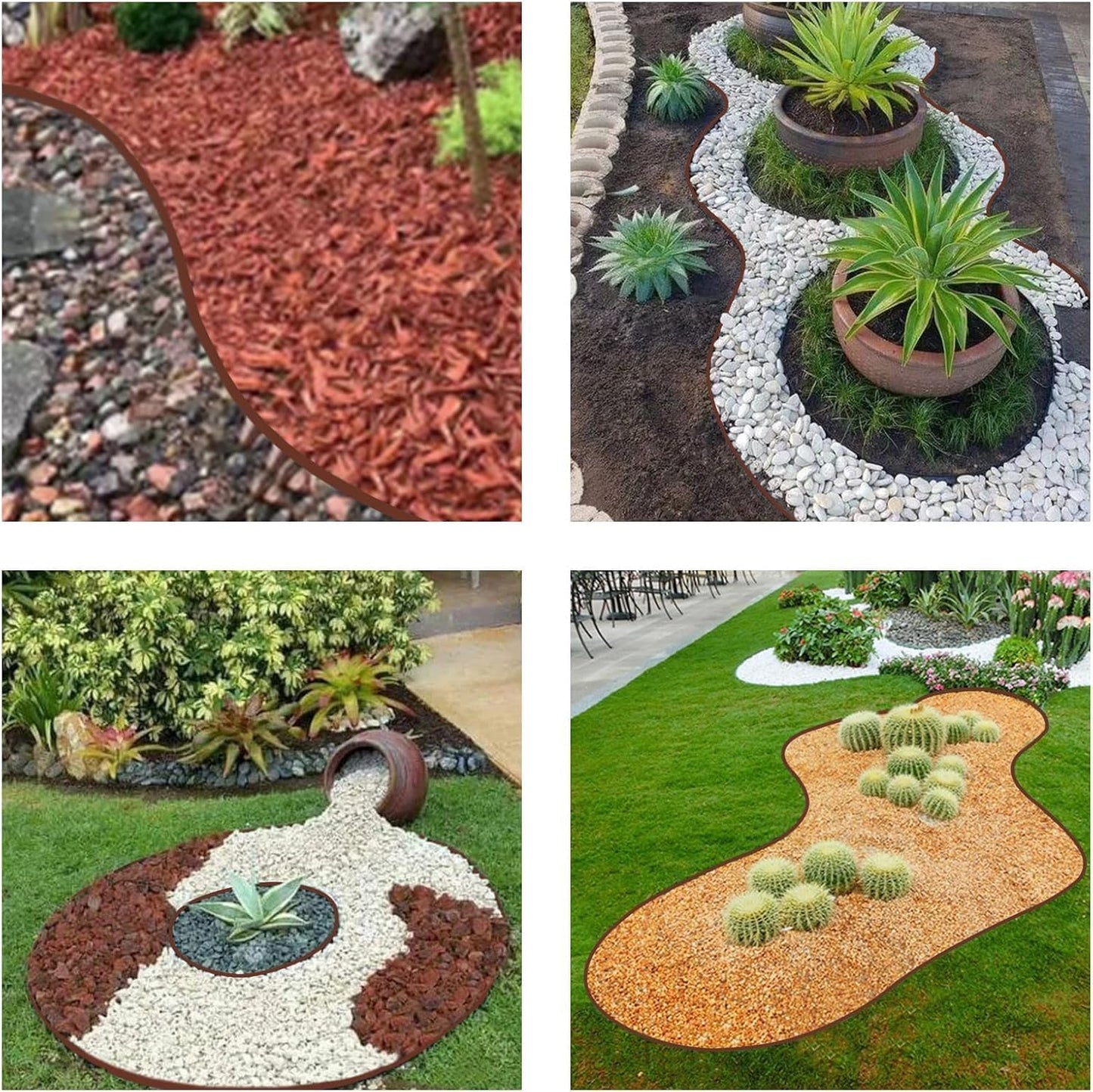 Garden Edging,66ft Garden Border Edging Landscape Edging Border【4 INCH Hight】 Lawn Edging Border Include 60 Stakes, Paver Edging for Yard, Lawn, Gardens (Brown)