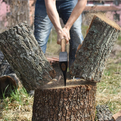 35.4" Splitting Axe, Wood Splitting Axe for Medium to Large Size Logs, 1065 High Carbon Steel Chopping Axe with Beech Wooden Handle and Leather Sheath for Chopping Firewood - Head 4.3 lbs