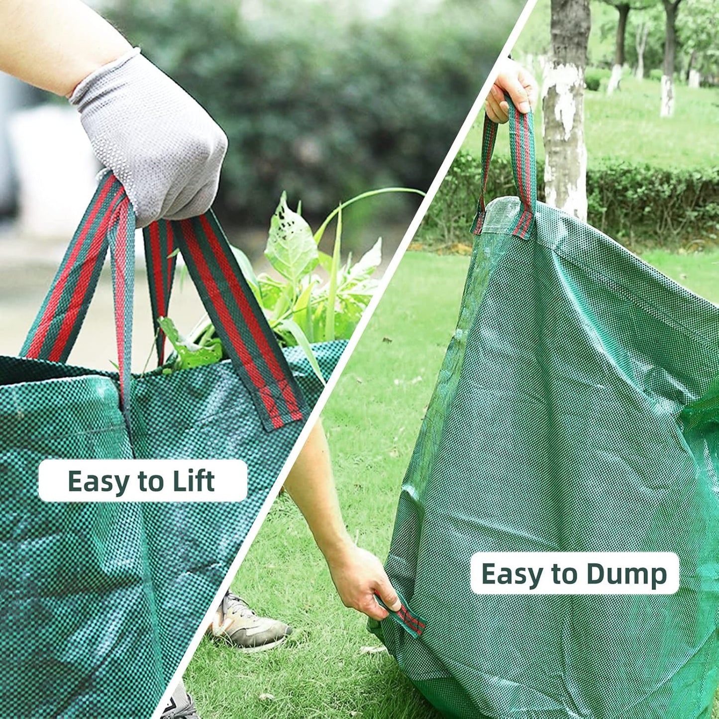 2-Pack 132 Gallons Leaf Bags, Reusable Yard Waste Bags, Heavy Duty Lawn Bags with 4 Handles for Garden Leaves and Waste Collection, Lightweight Portable Yard Trash Bag