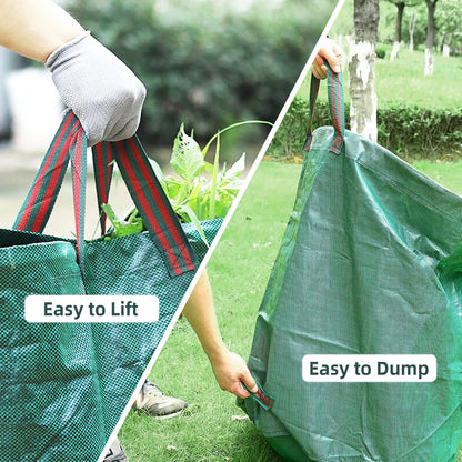 2-Pack 72 Gallons Leaf Bags, Reusable Yard Waste Bags, Heavy Duty Upright Lawn Bags with 4 Handles for Garden Leaves and Waste Collection, Lightweight Portable Yard Trash Bag