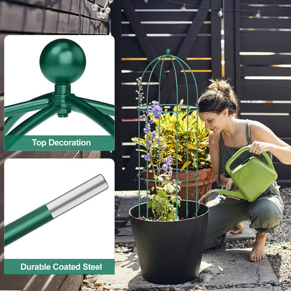 3 Pack Metal Plant Cage Support, 47" H Peony Support Tomato Cage Garden Rose Obelisk Trellis Supports Tower for Clematis Vine Jasmine Supports Outdoor Indoor