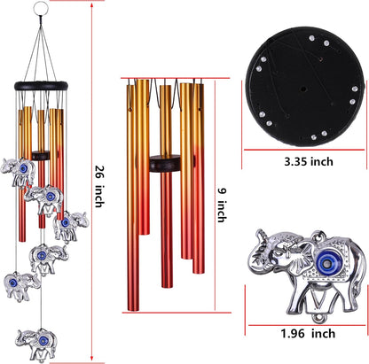 Blue Evil Eye Elephant Wind Chimes Outdoor Decor, Mobile Evil Eye Wind Catcher, Evil Eye Elephant Wind Bells, Blue Evil Eye Amulet Wind Chimes for Home, Gift for Mom, Balcony, Patio, Garden Decoration